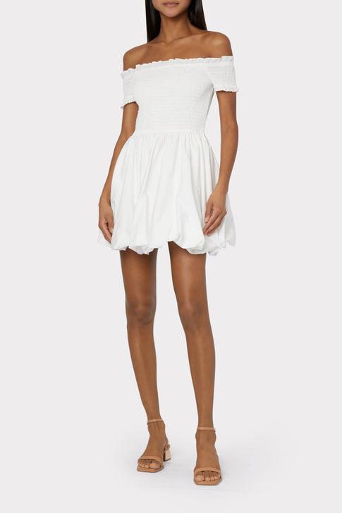 Arielle Poplin Dress in White | MILLY